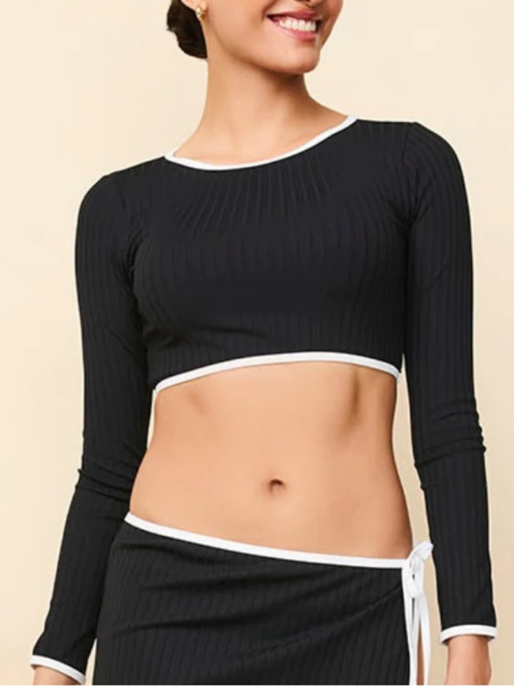 Solid & Striped Nola Rashguard Ribbed Noir / Optic White
